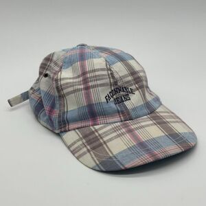 Faconnable Plaid Hat Women's Size L/XL Baseball Cap 100% Cotton Lightweight Blue
